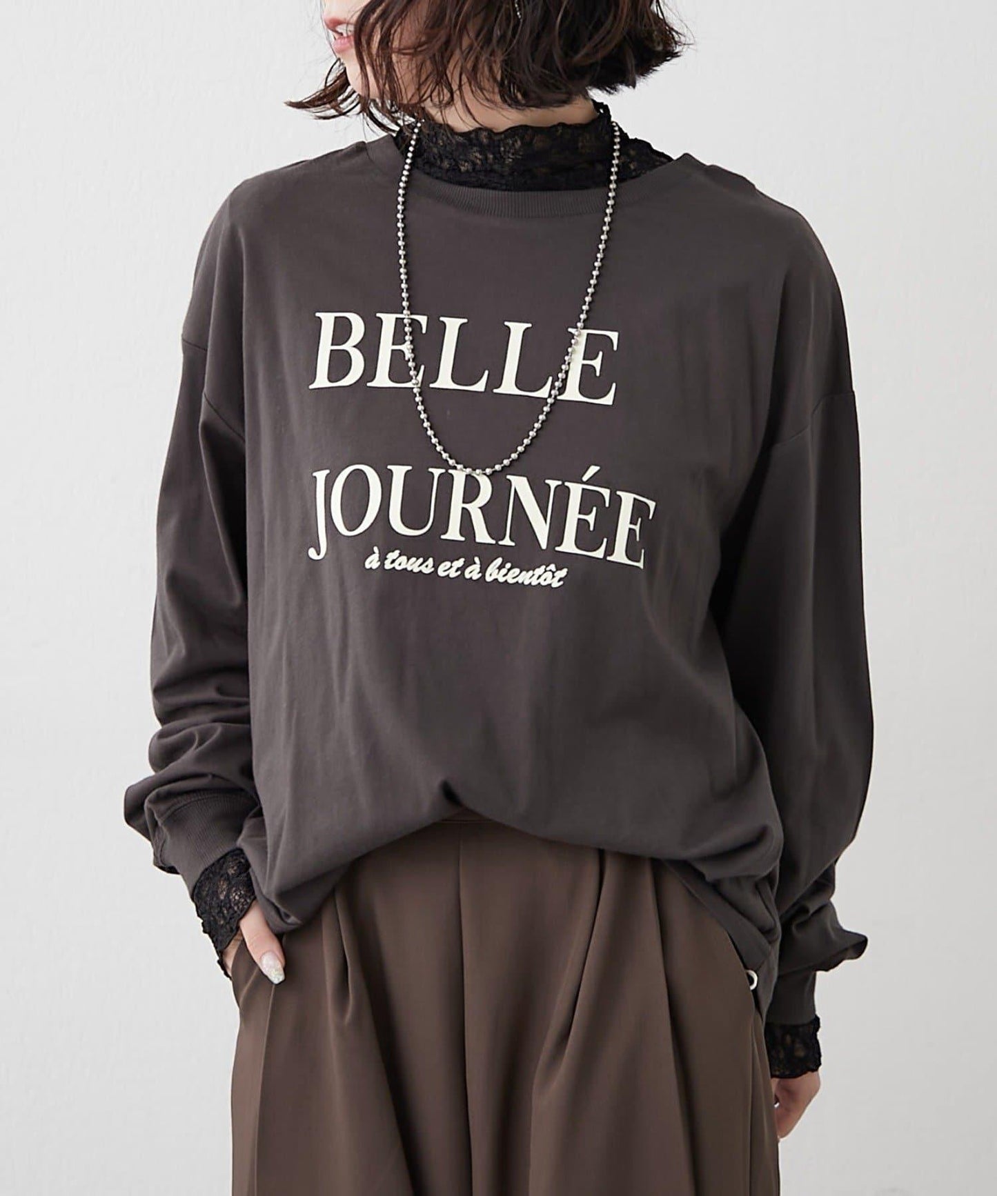 【前後兩穿】前胸印花長袖T恤