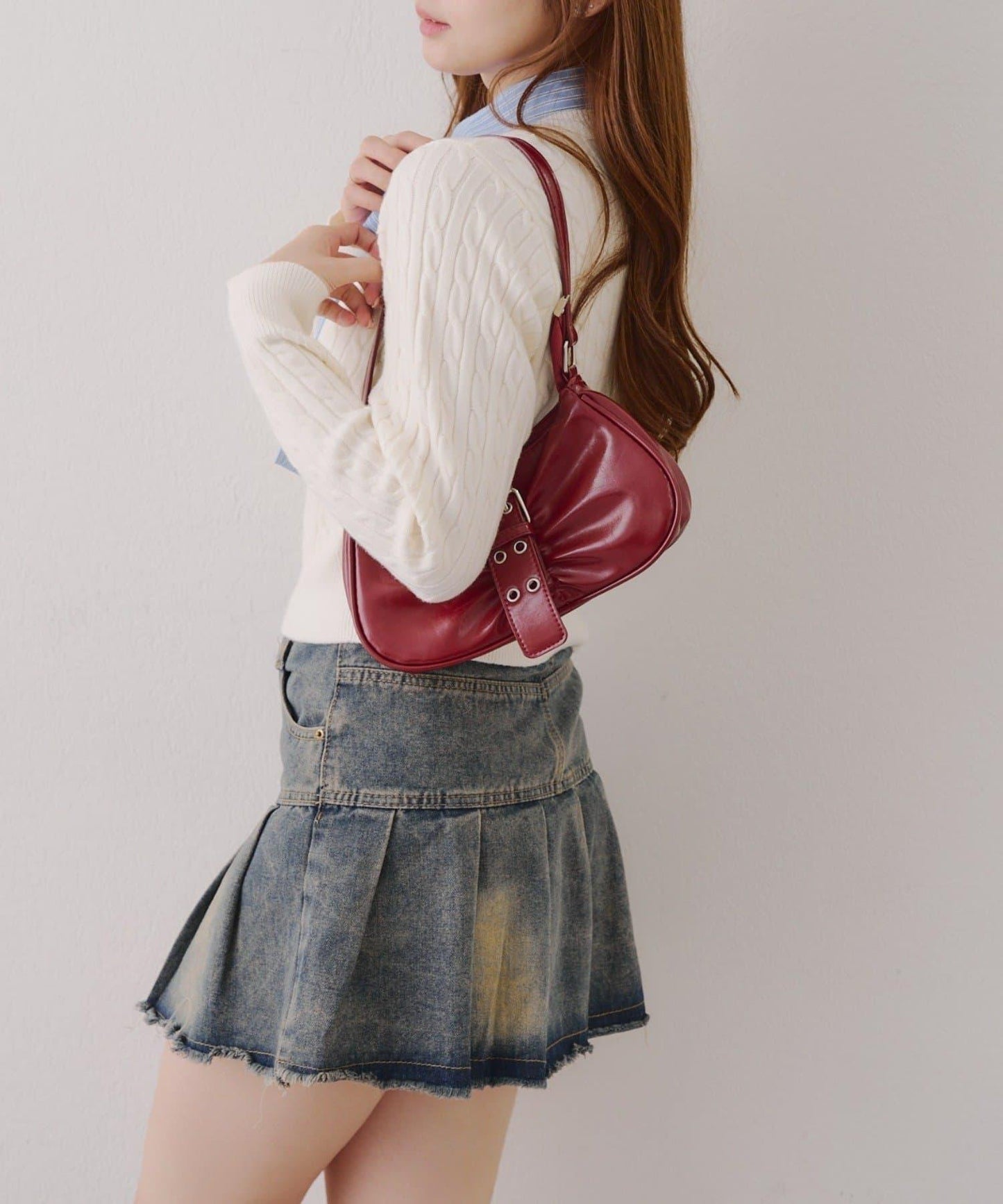 蝴蝶結領繫帶麻花針織套頭衫