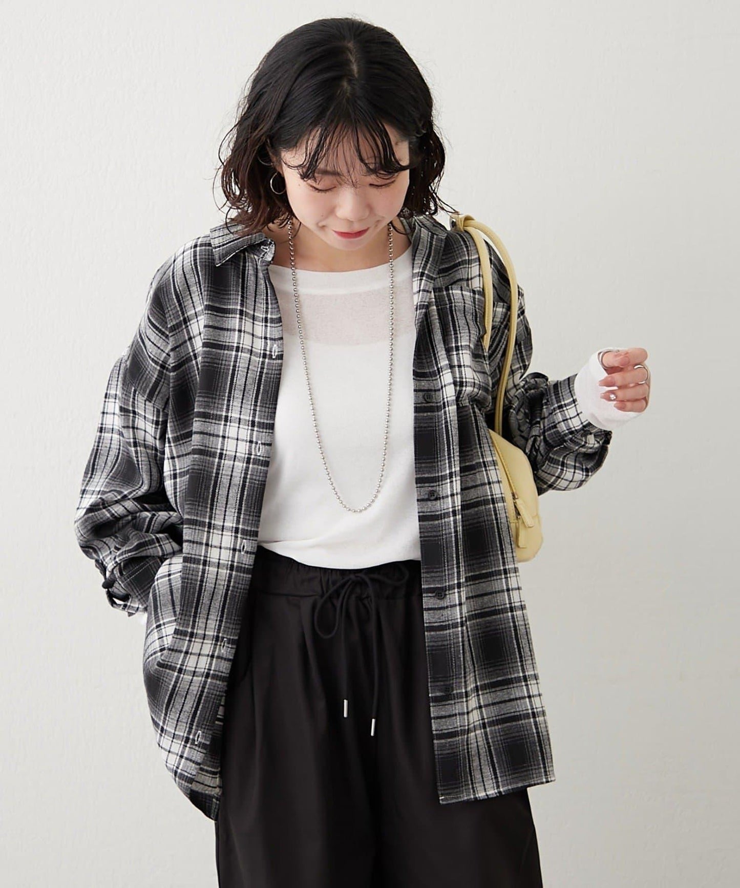 【NUNIFE】寬鬆大格子襯衫