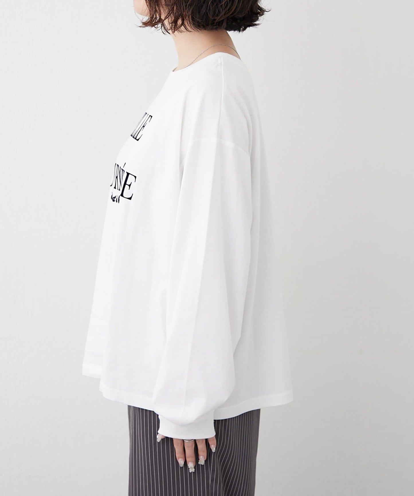 【前後兩穿】前胸印花長袖T恤