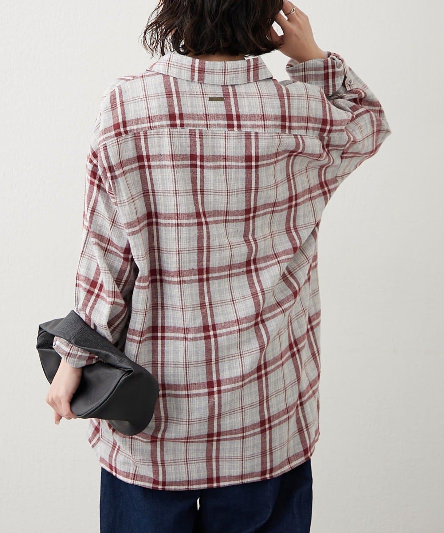 【NUNIFE】寬鬆大格子襯衫