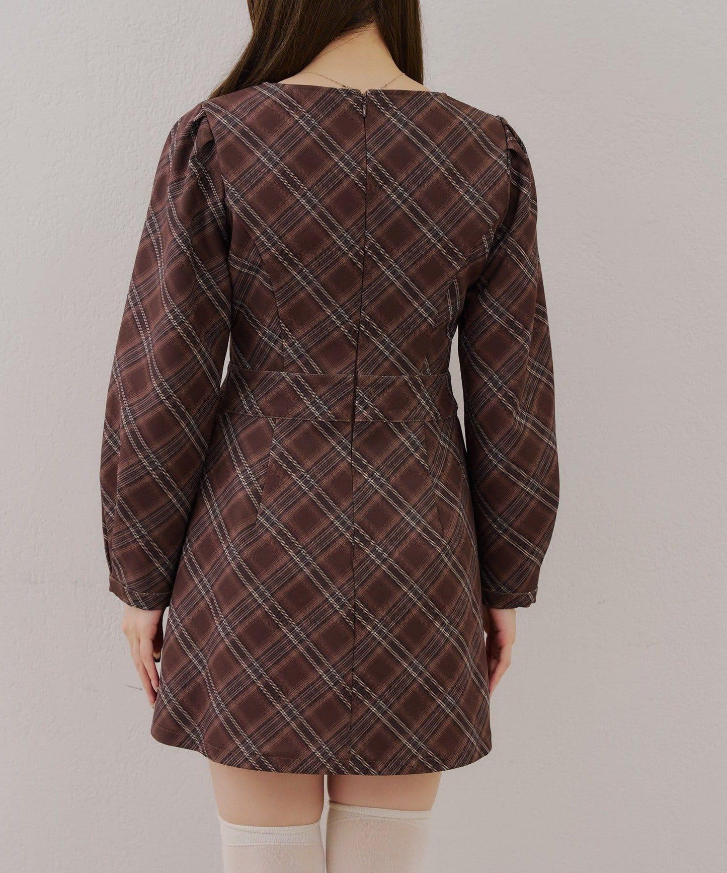 方格紋迷你連衣裙