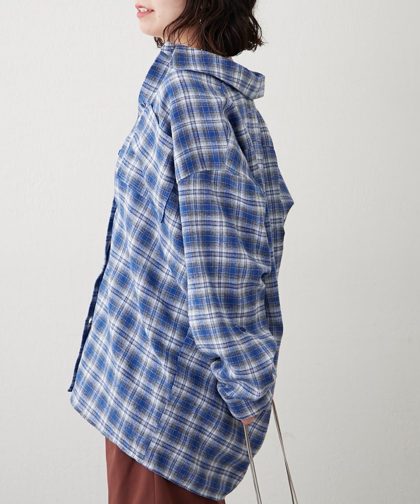 【NUNIFE】寬鬆大格子襯衫