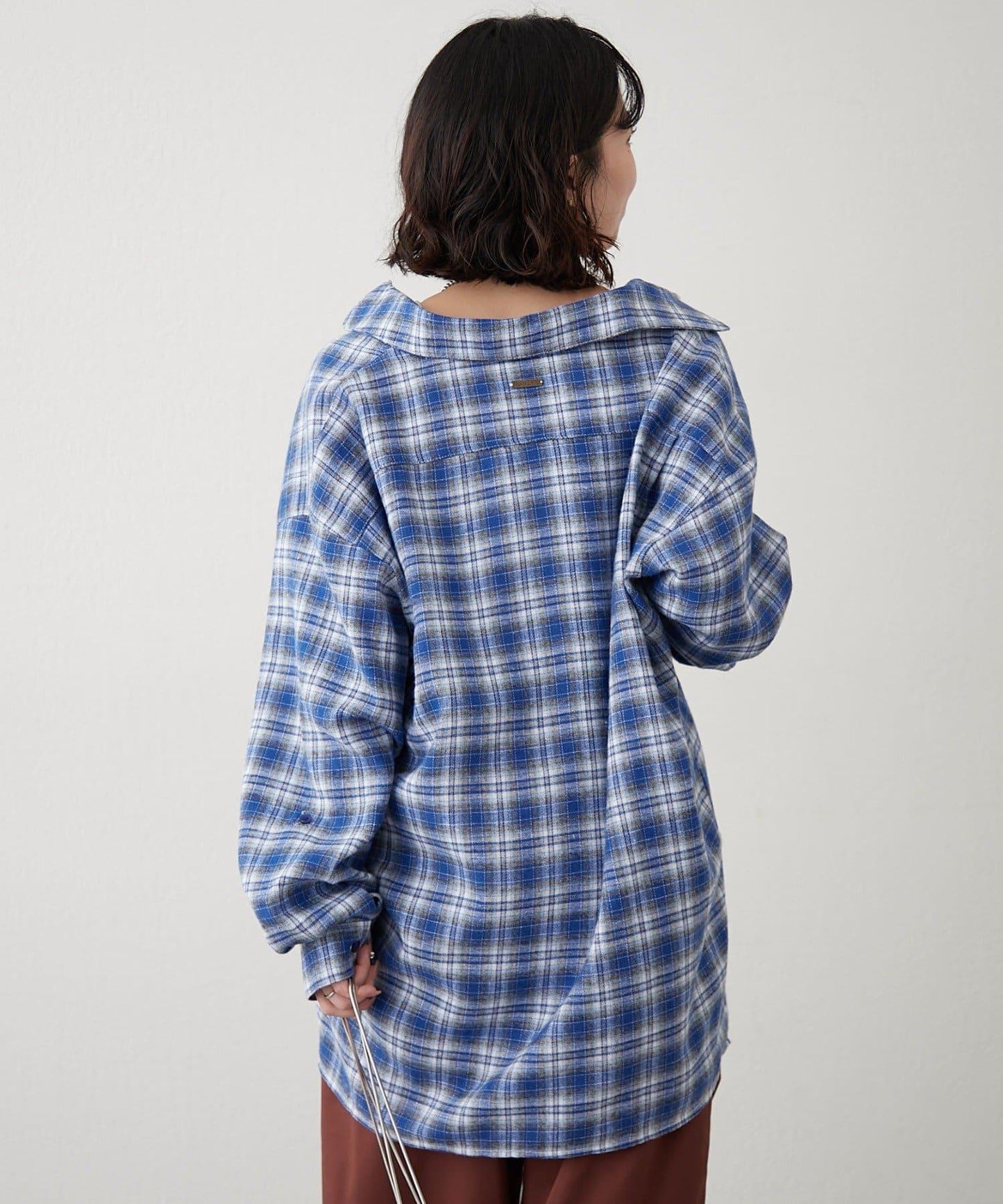 【NUNIFE】寬鬆大格子襯衫