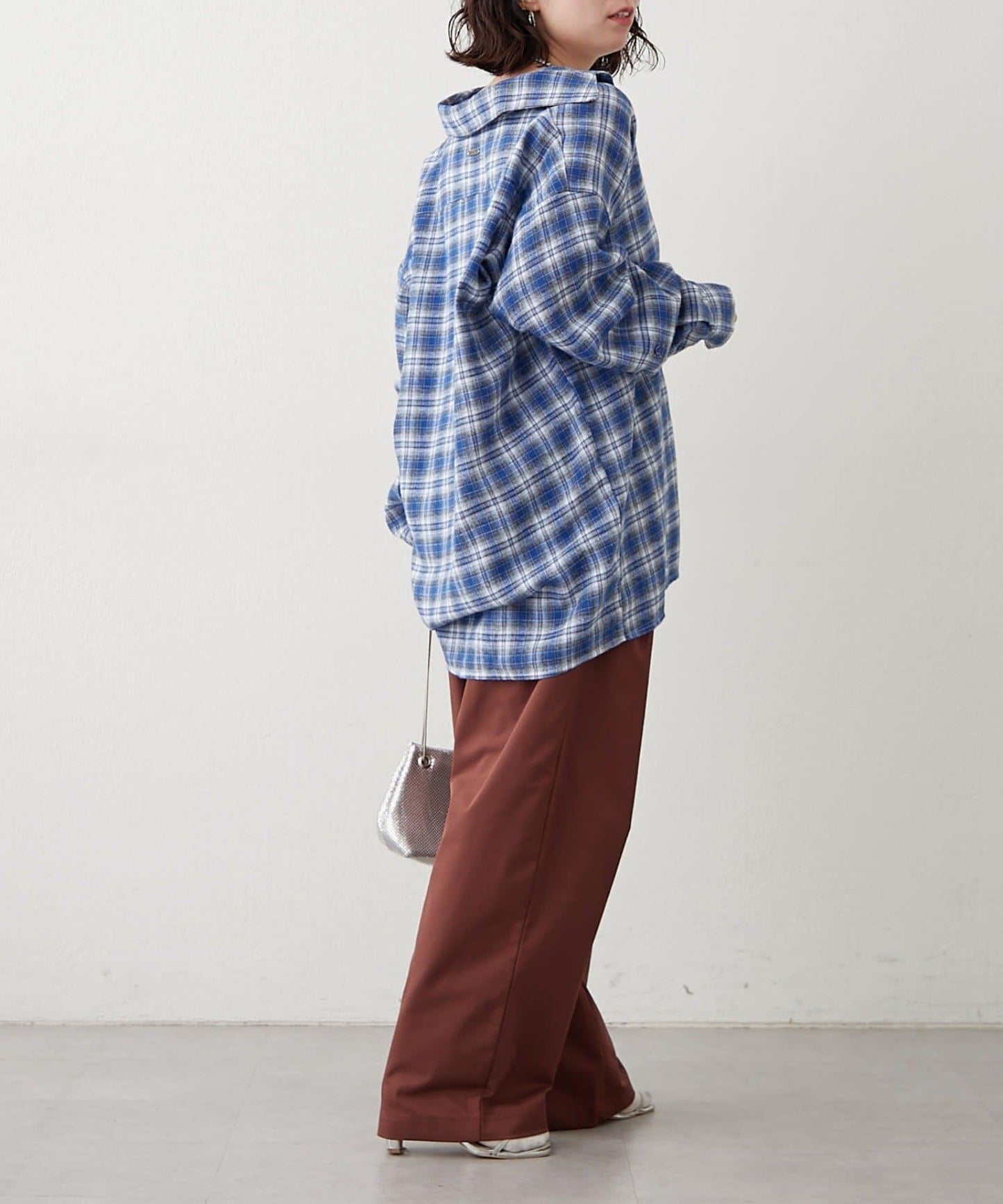 【NUNIFE】寬鬆大格子襯衫