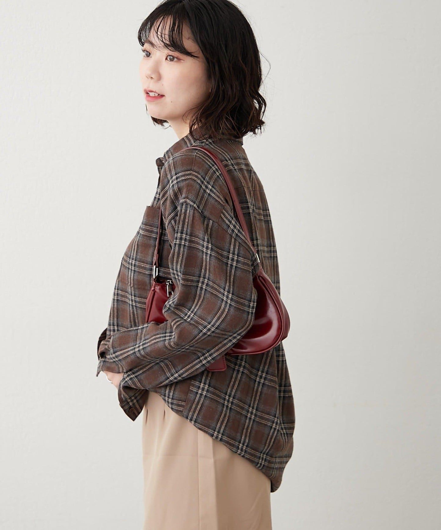 【NUNIFE】寬鬆大格子襯衫