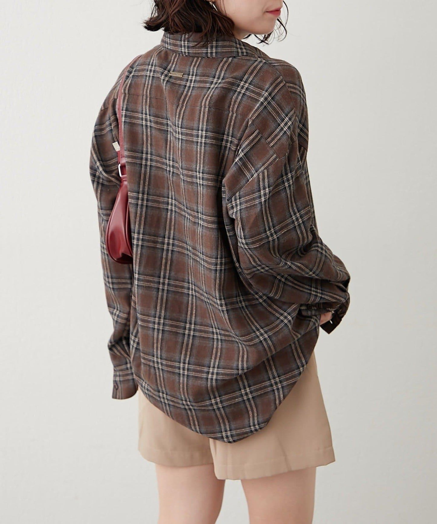 【NUNIFE】寬鬆大格子襯衫