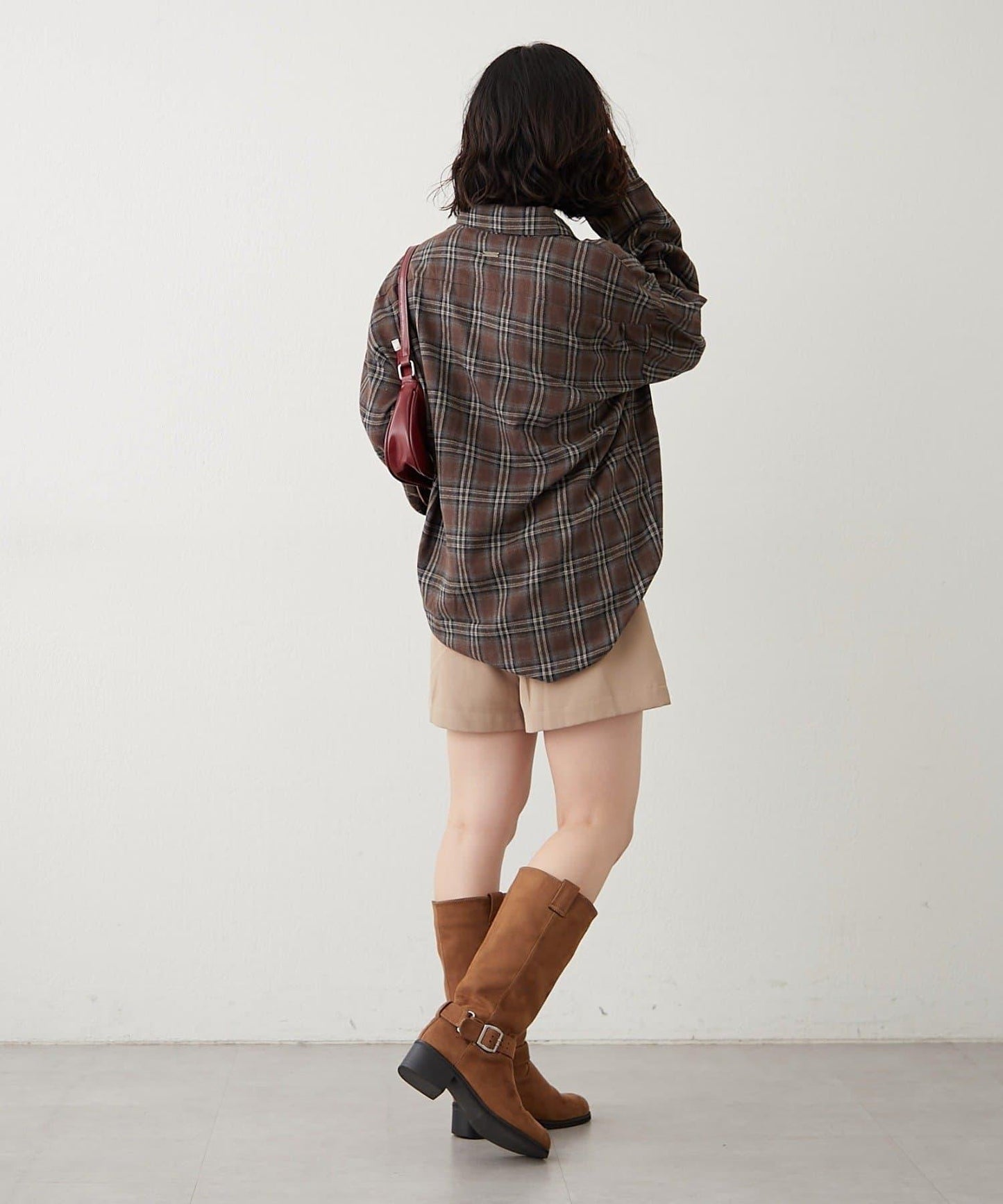 【NUNIFE】寬鬆大格子襯衫