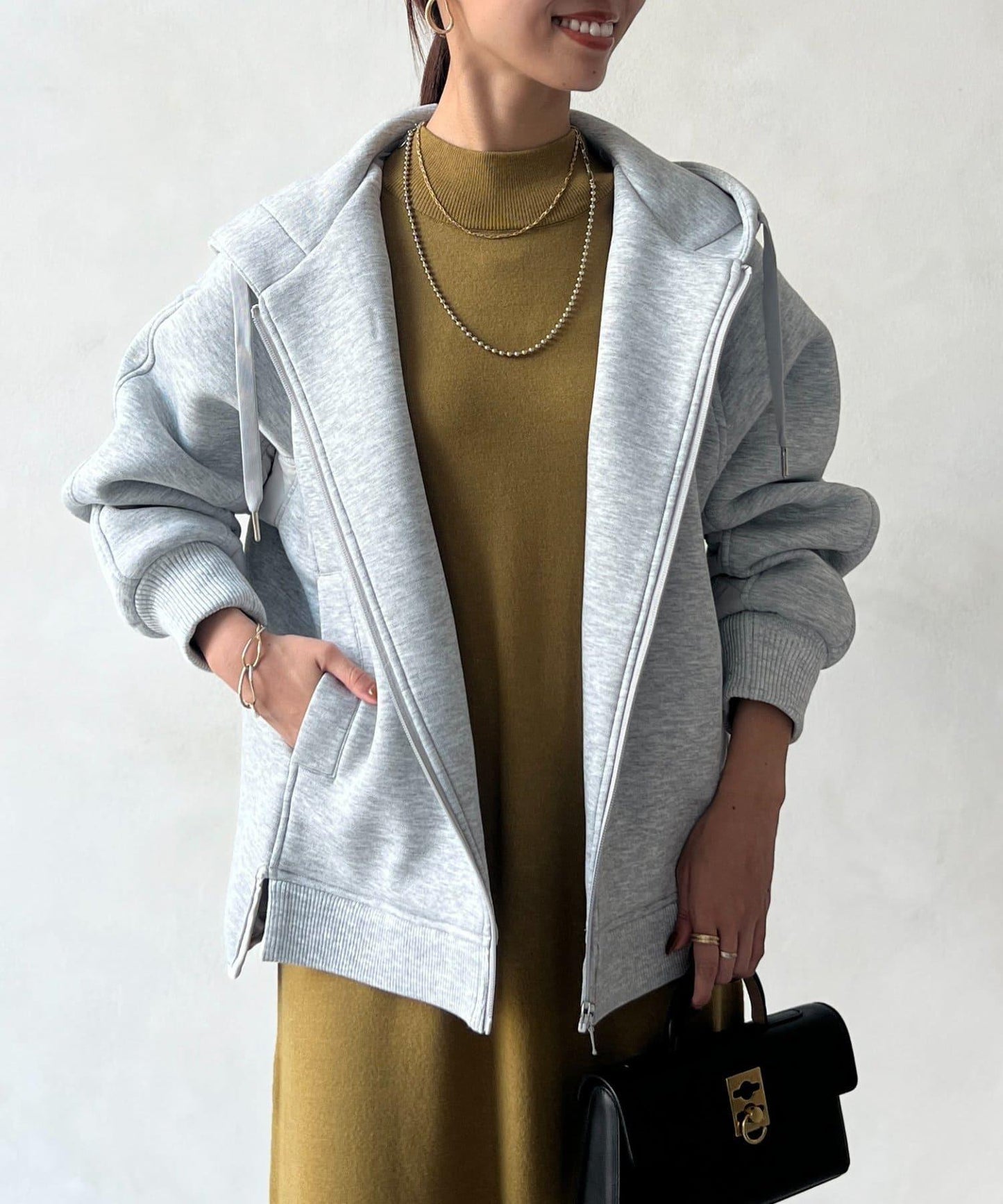 現代風格拼接棉服連帽夾克