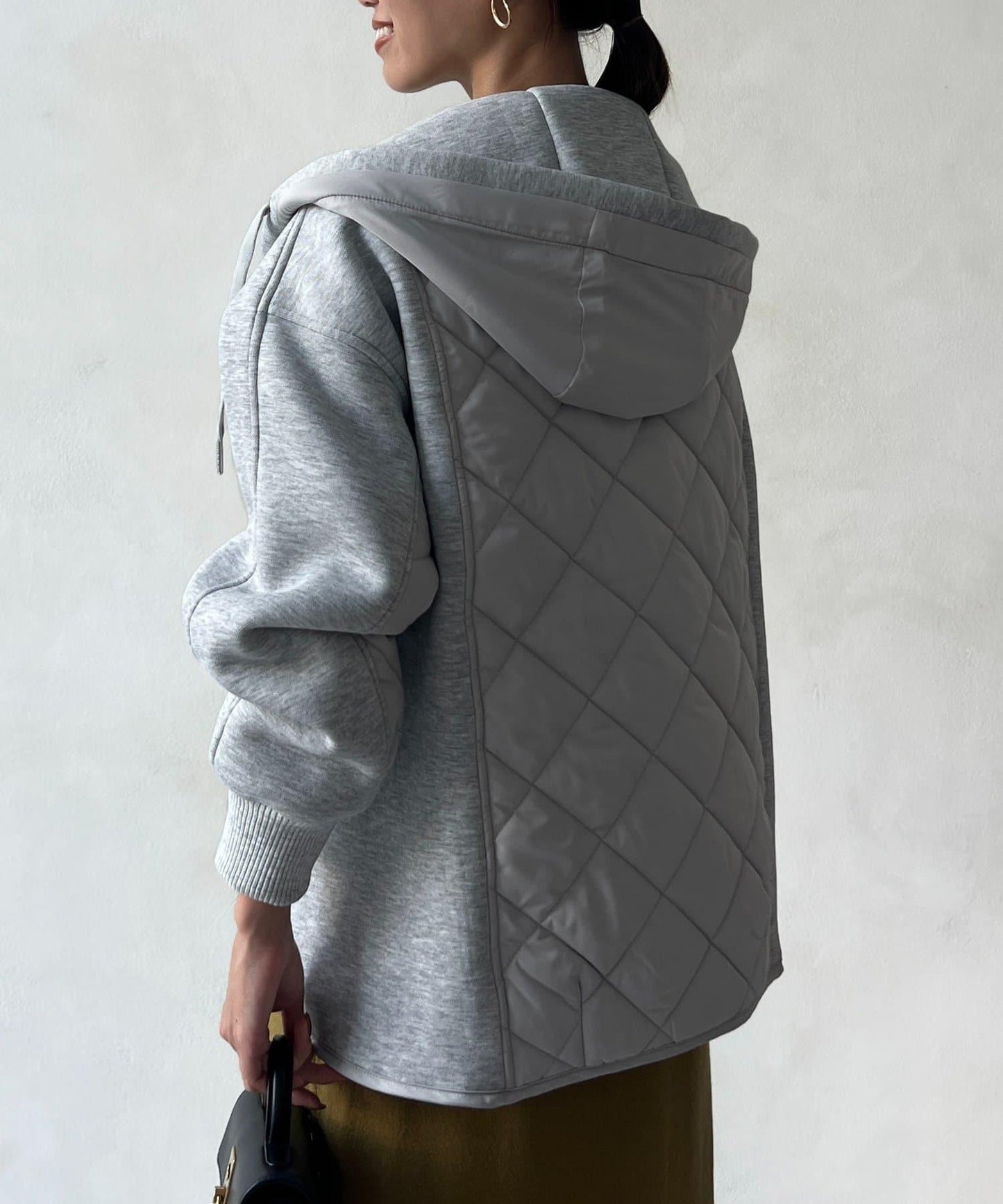 現代風格拼接棉服連帽夾克
