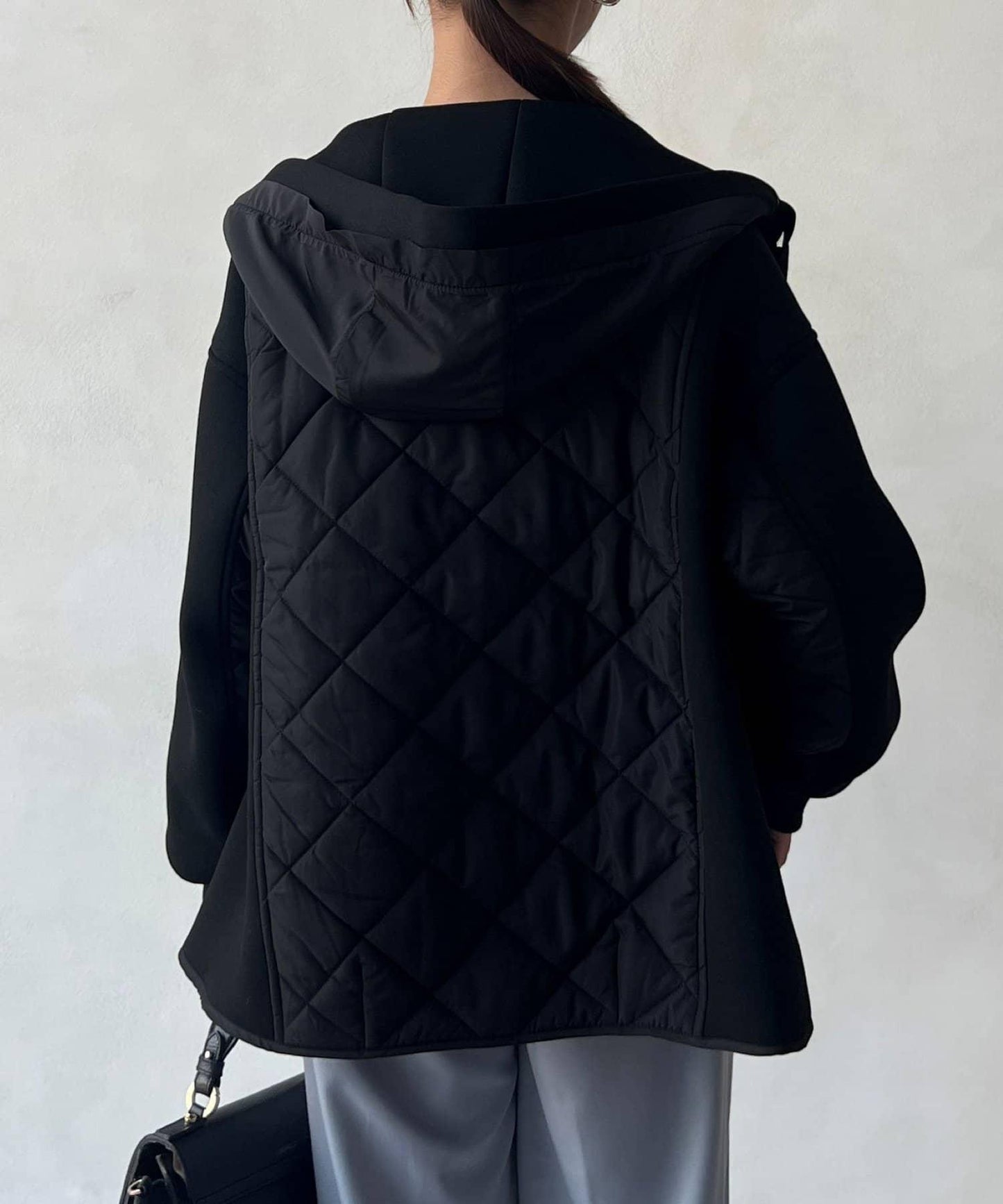 現代風格拼接棉服連帽夾克