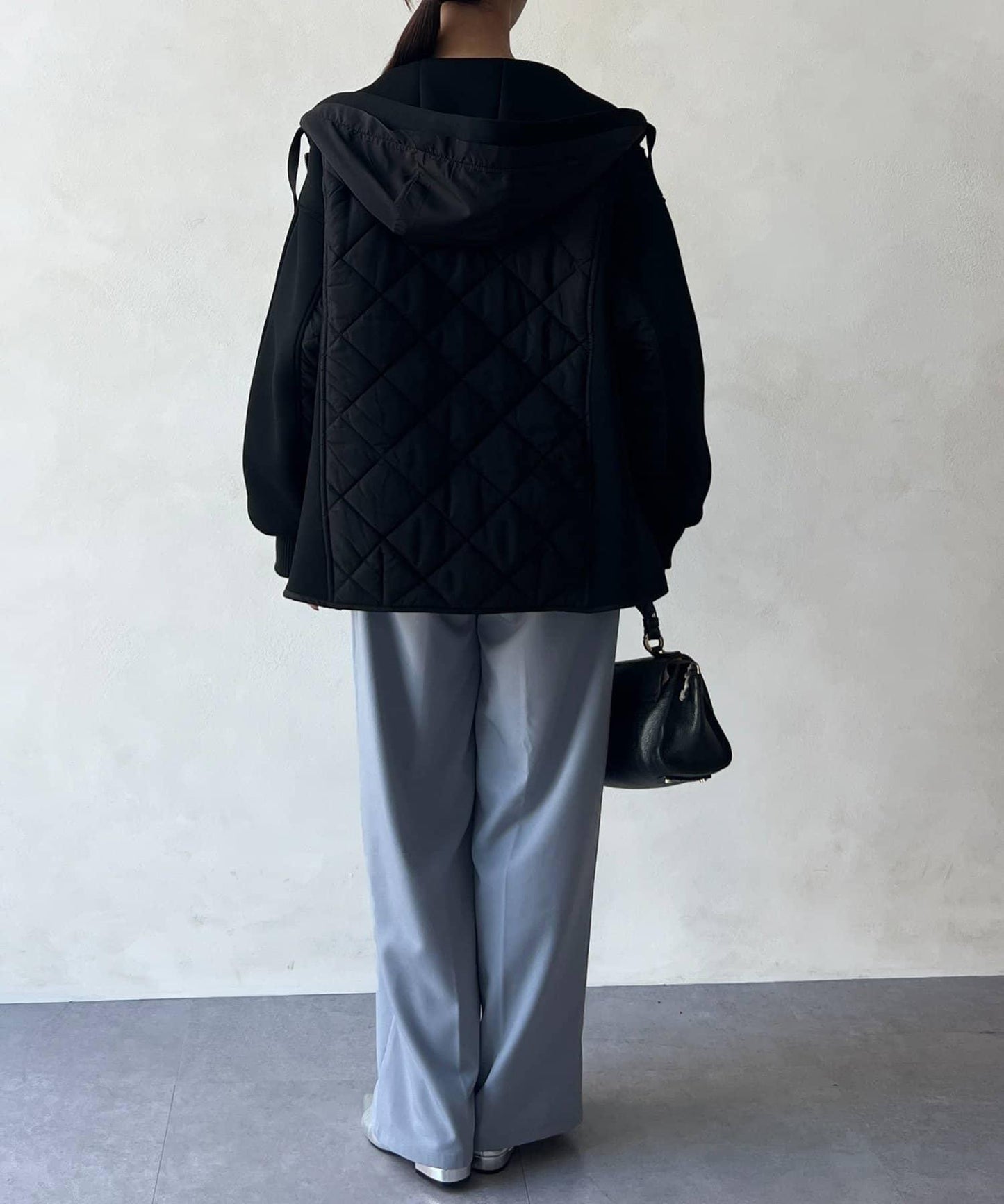 現代風格拼接棉服連帽夾克