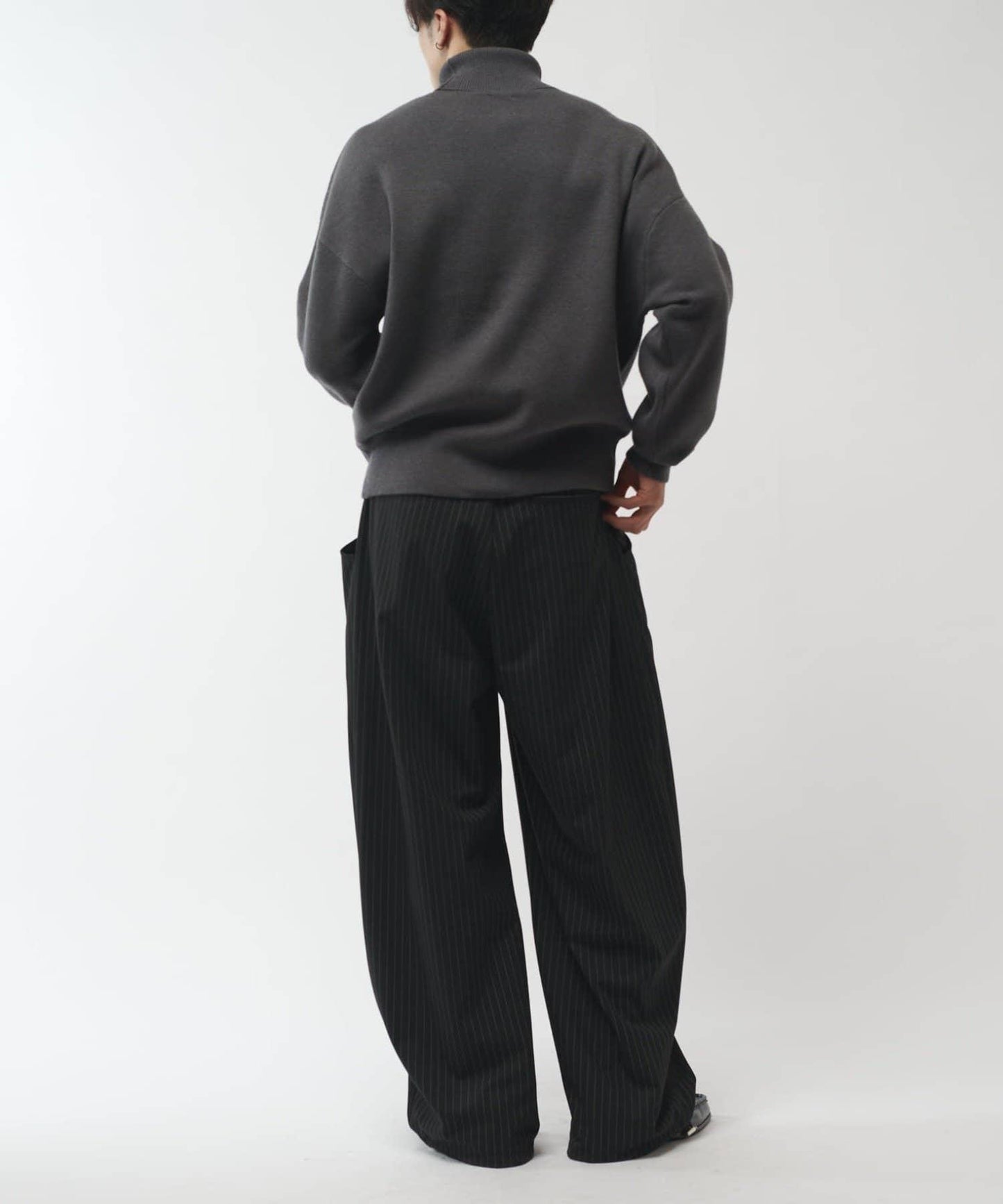 可水洗寬鬆高領針織衫