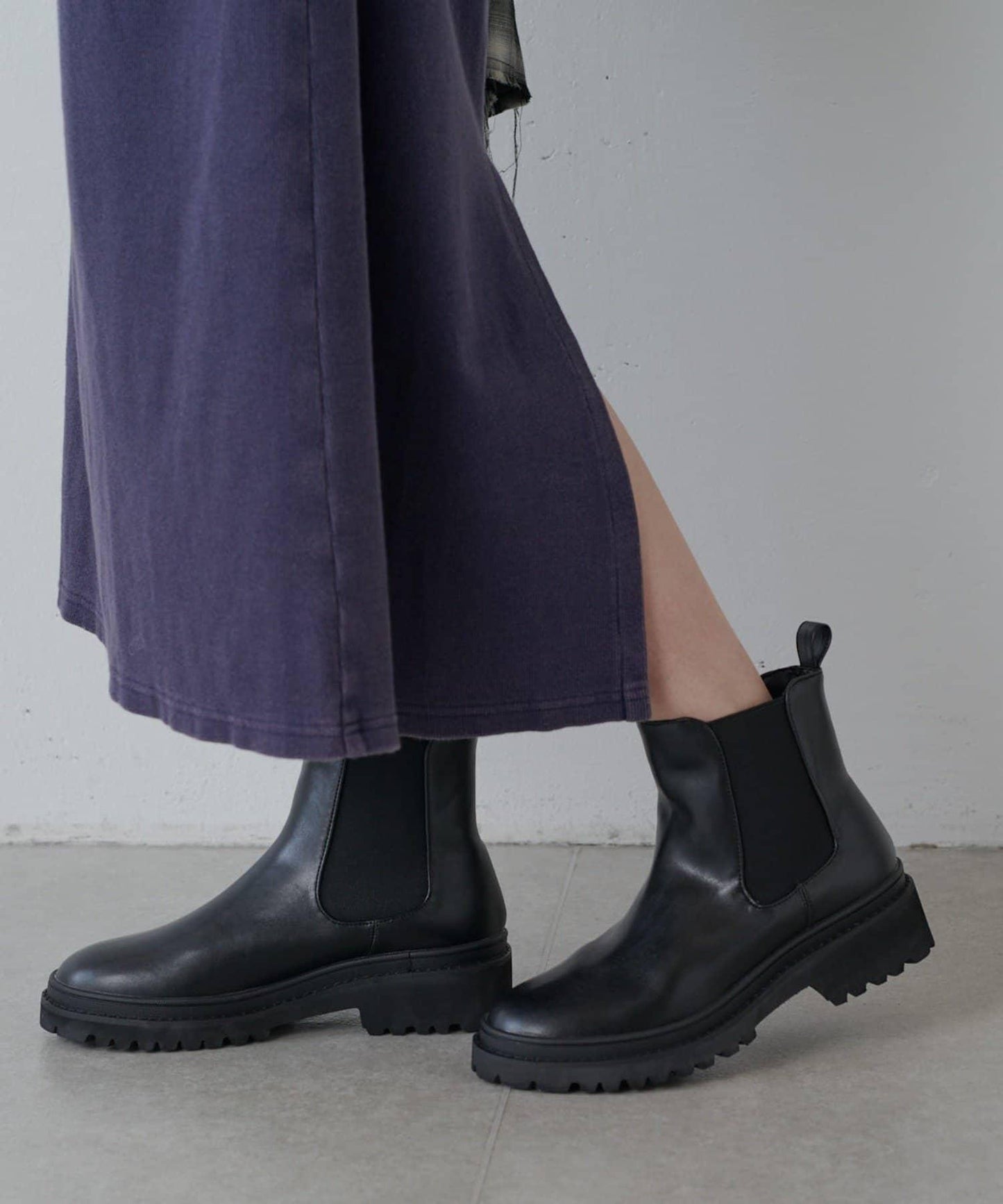 復古工藝後開叉羅紋連衣裙