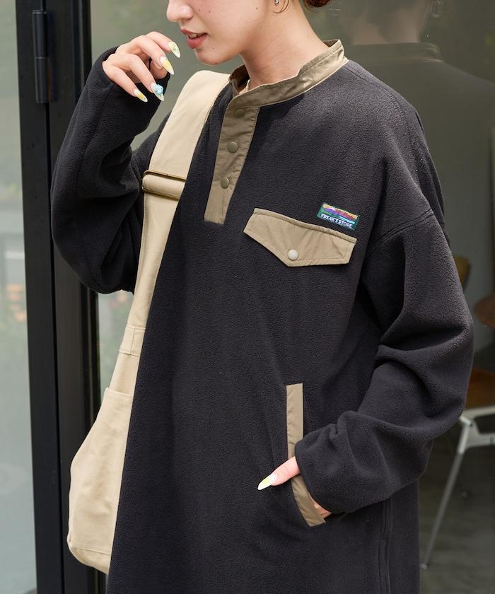 OUTDOORS側拉鍊抓絨連衣裙
