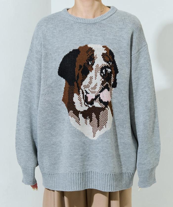 セントバーナード dog ジャガード ビッグ ニット プルオーバー【限定展開】
