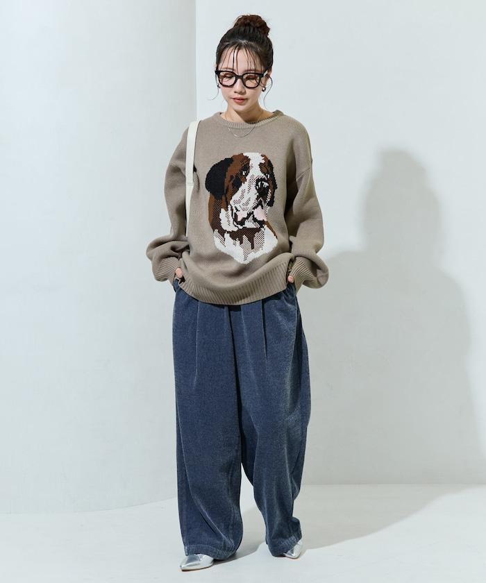 セントバーナード dog ジャガード ビッグ ニット プルオーバー【限定展開】