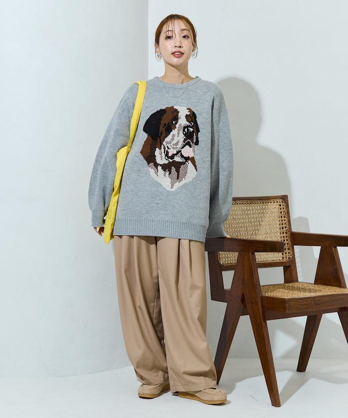 セントバーナード dog ジャガード ビッグ ニット プルオーバー【限定展開】