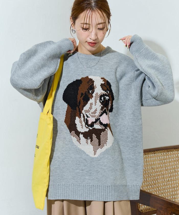 セントバーナード dog ジャガード ビッグ ニット プルオーバー【限定展開】