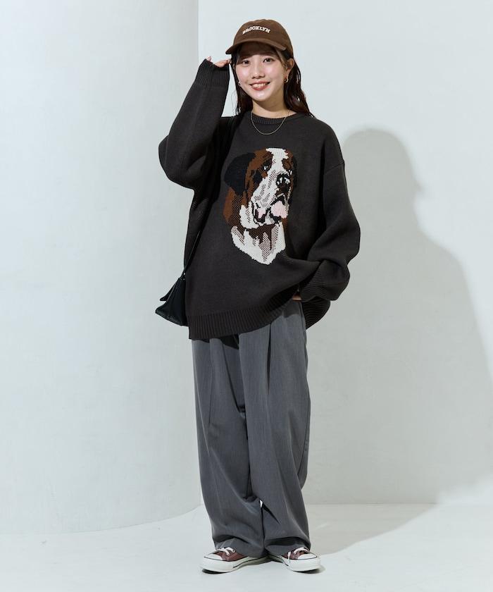 セントバーナード dog ジャガード ビッグ ニット プルオーバー【限定展開】