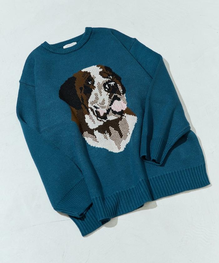 セントバーナード dog ジャガード ビッグ ニット プルオーバー【限定展開】