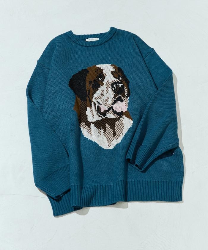 セントバーナード dog ジャガード ビッグ ニット プルオーバー【限定展開】