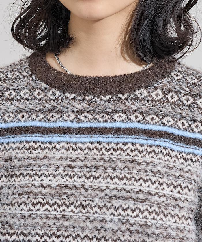 圖案多色針織套頭衫