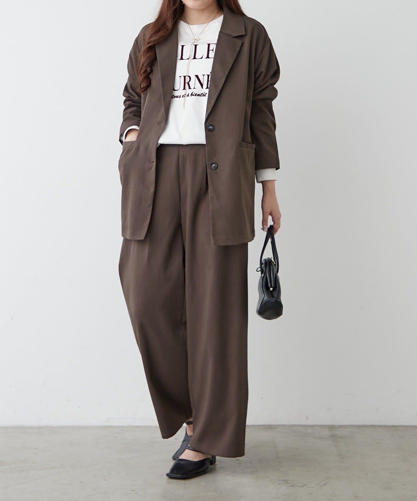 【2件套裝】西裝外套+寬腿褲