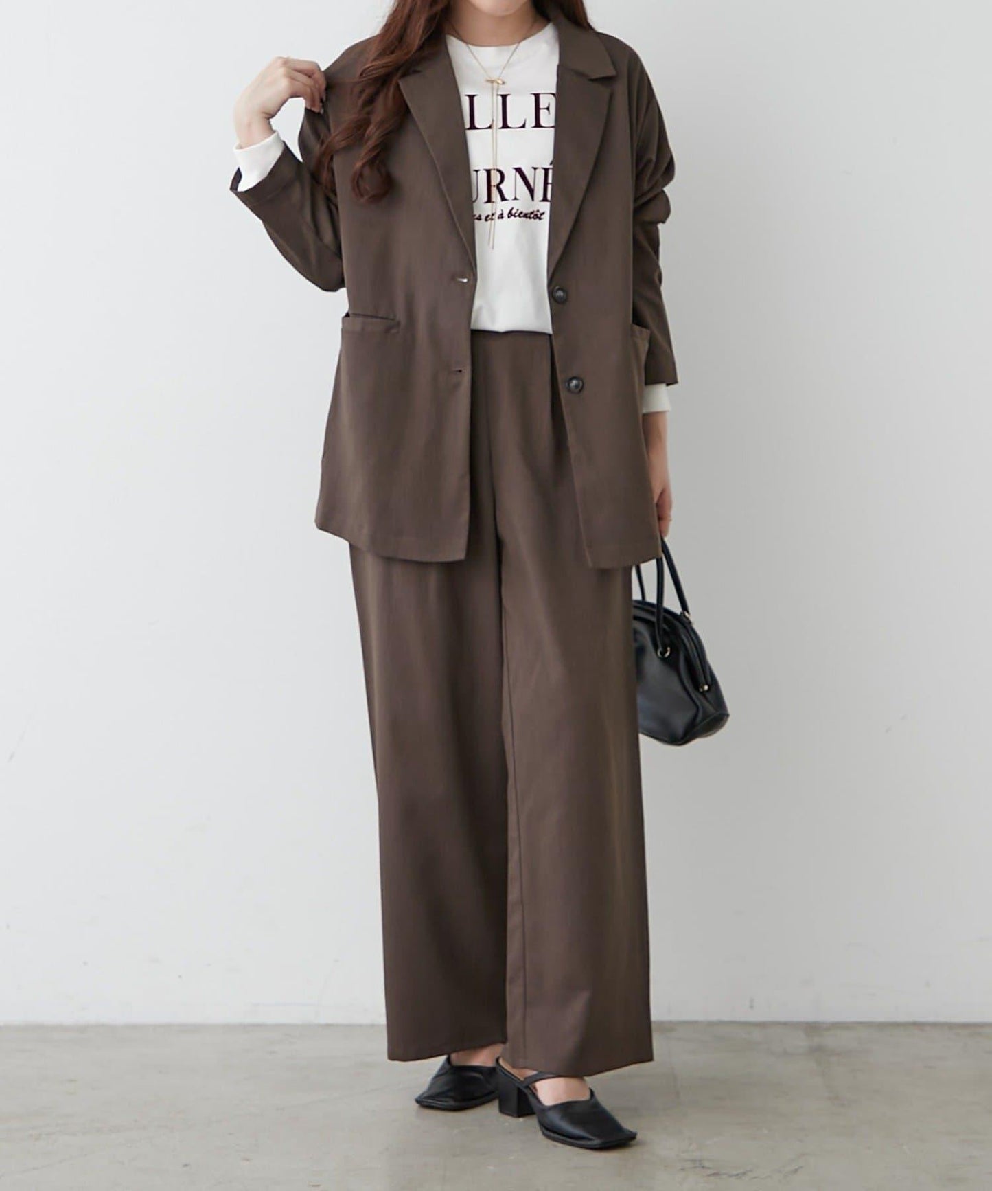 【2件套裝】西裝外套+寬腿褲