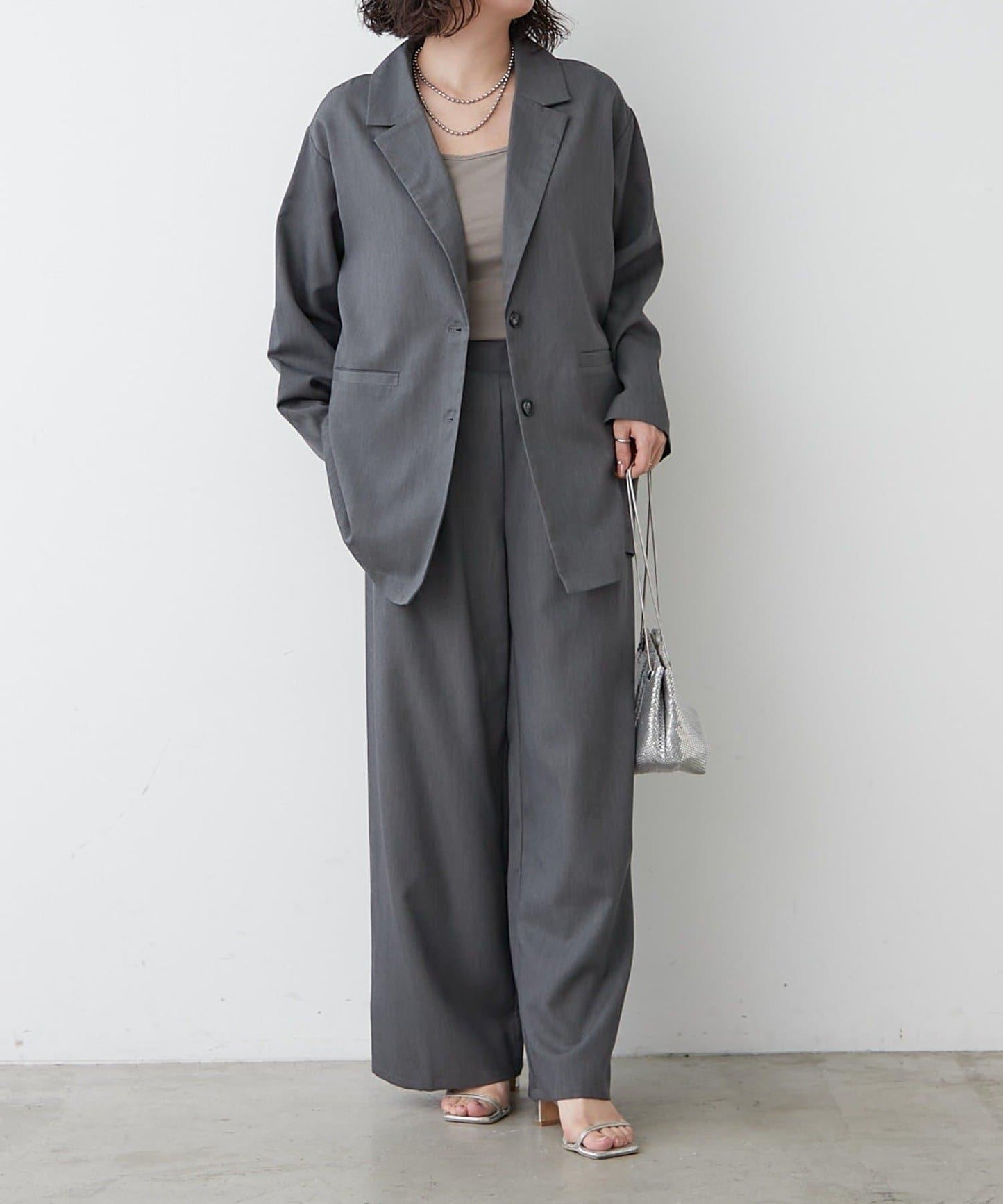 【2件套裝】西裝外套+寬腿褲