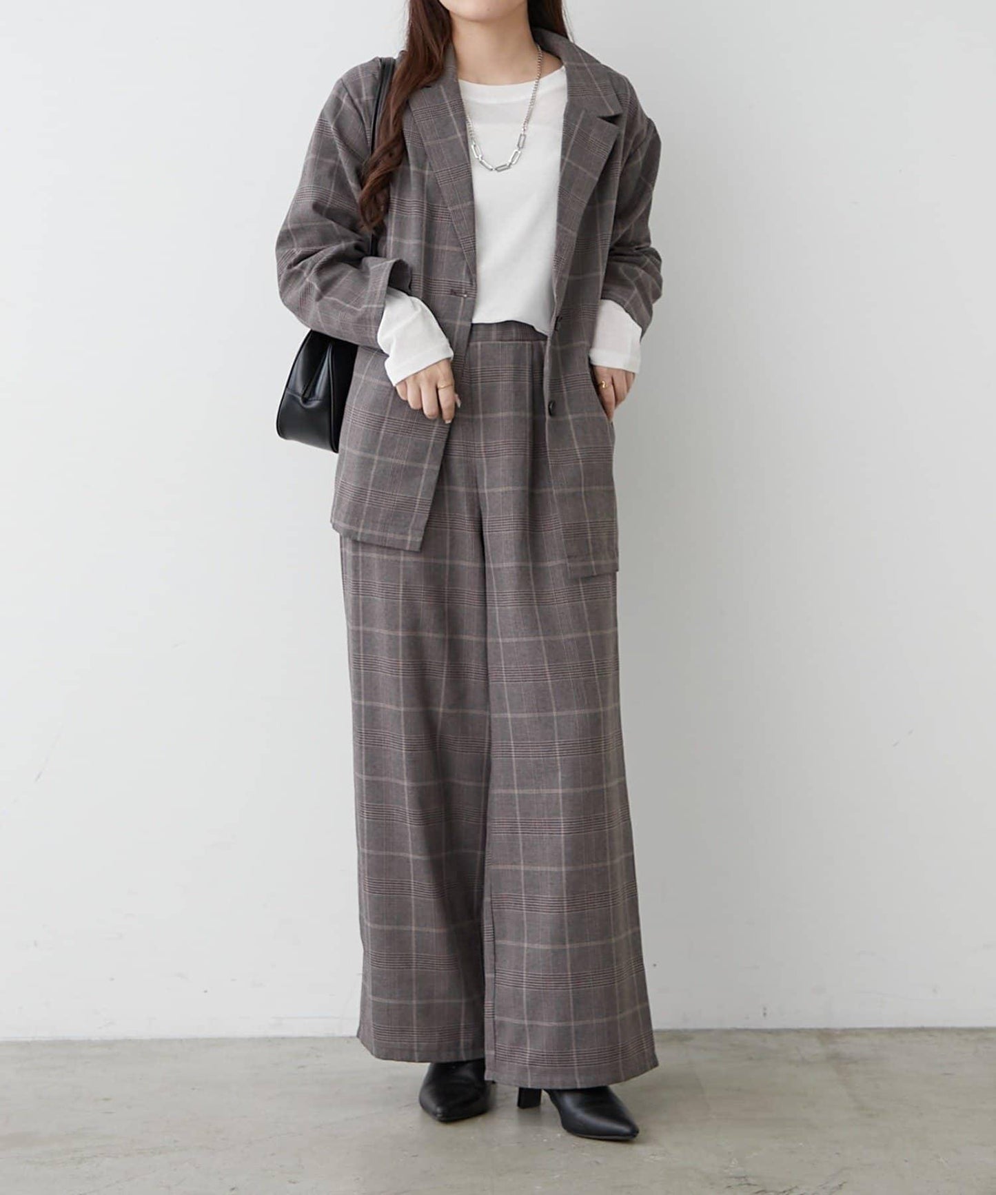 【2件套裝】西裝外套+寬腿褲