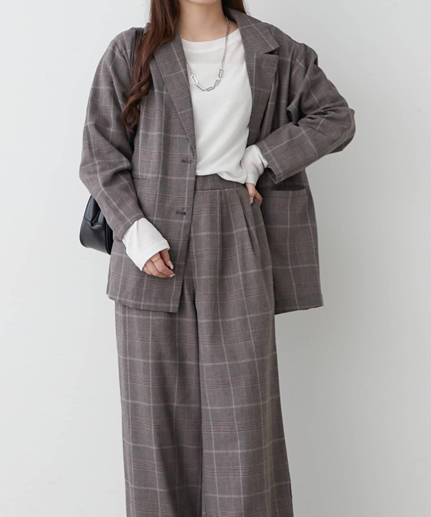 【2件套裝】西裝外套+寬腿褲