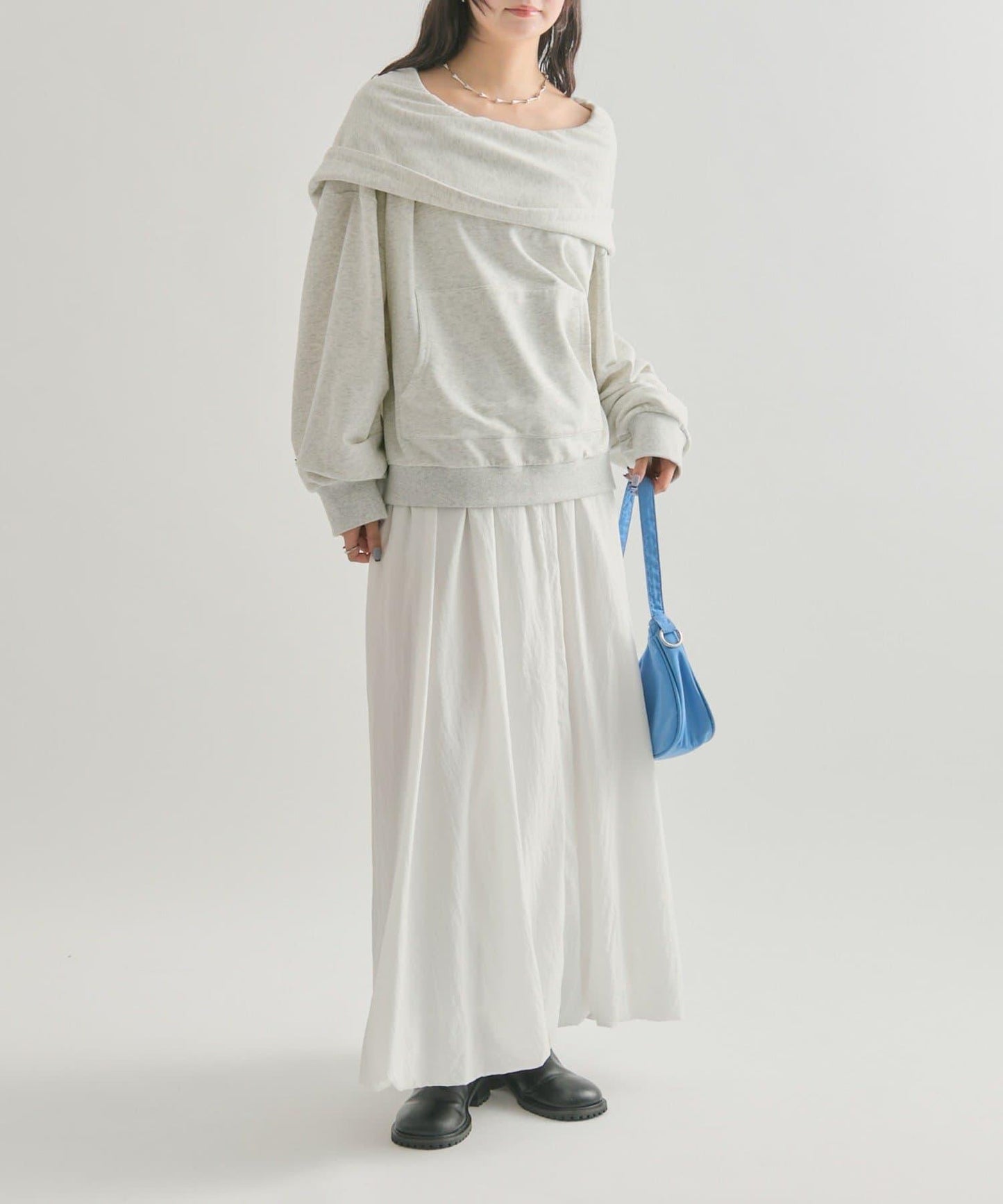 連帽一字肩衛衣