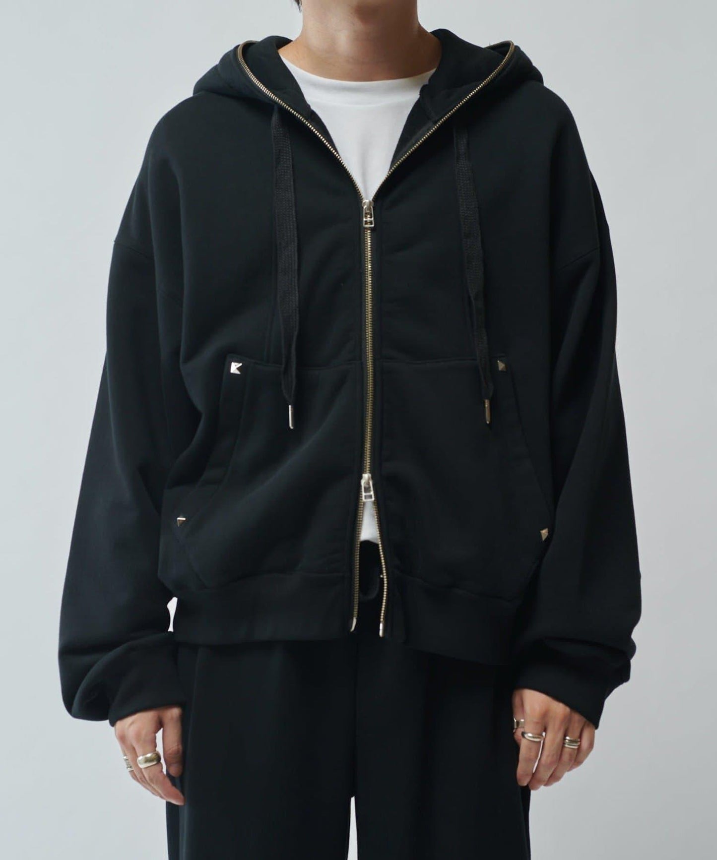 【SURJENT】 鉚釘拉鍊連帽衛衣