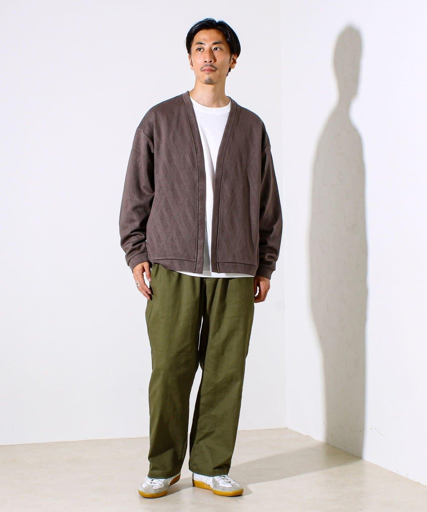 【開衫+長袖T恤套裝】立體提花開衫套裝