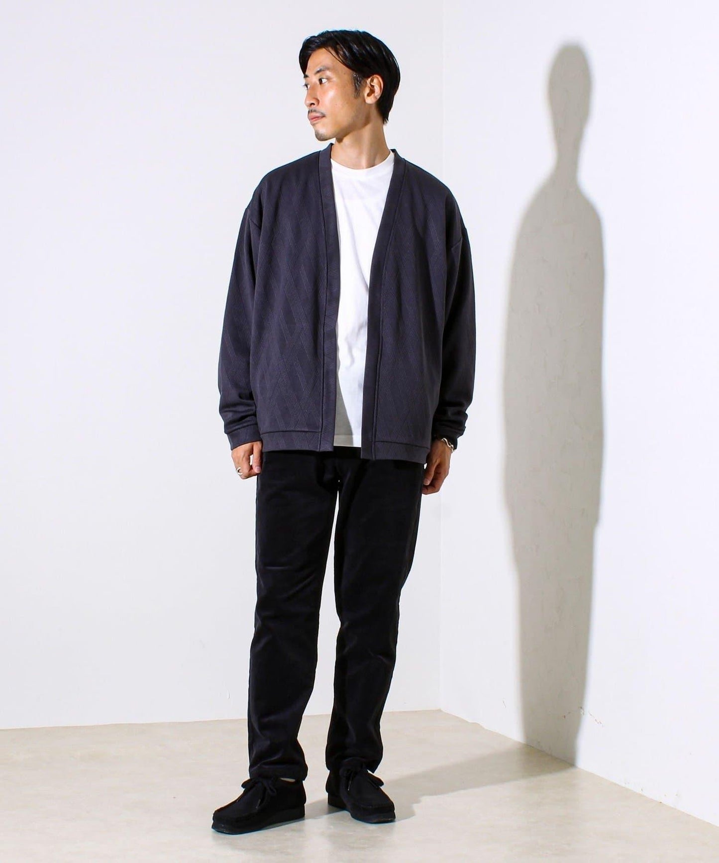 【開衫+長袖T恤套裝】立體提花開衫套裝