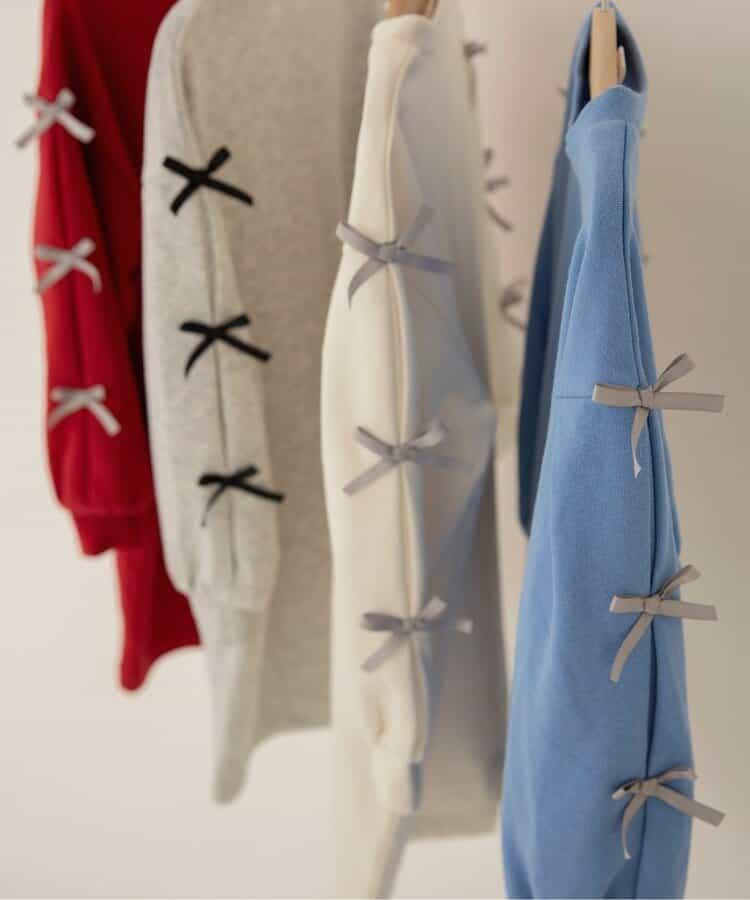 袖部蝴蝶結連衣裙