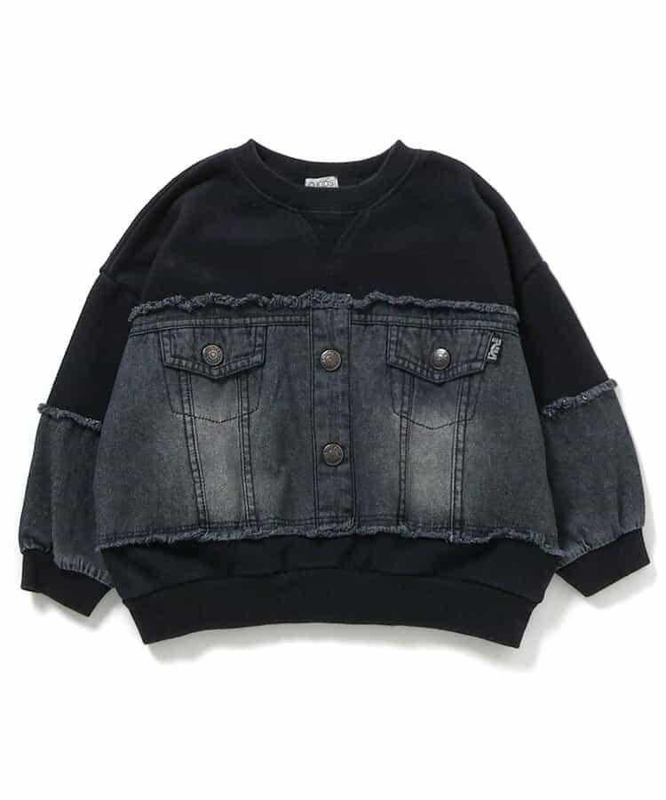 牛仔拼接套頭衫