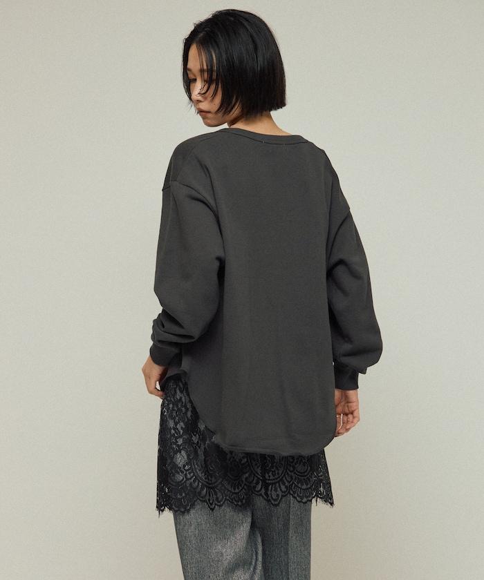 有機棉V領刺繡衛衣 / 寬鬆版型 / 毛圈衛衣