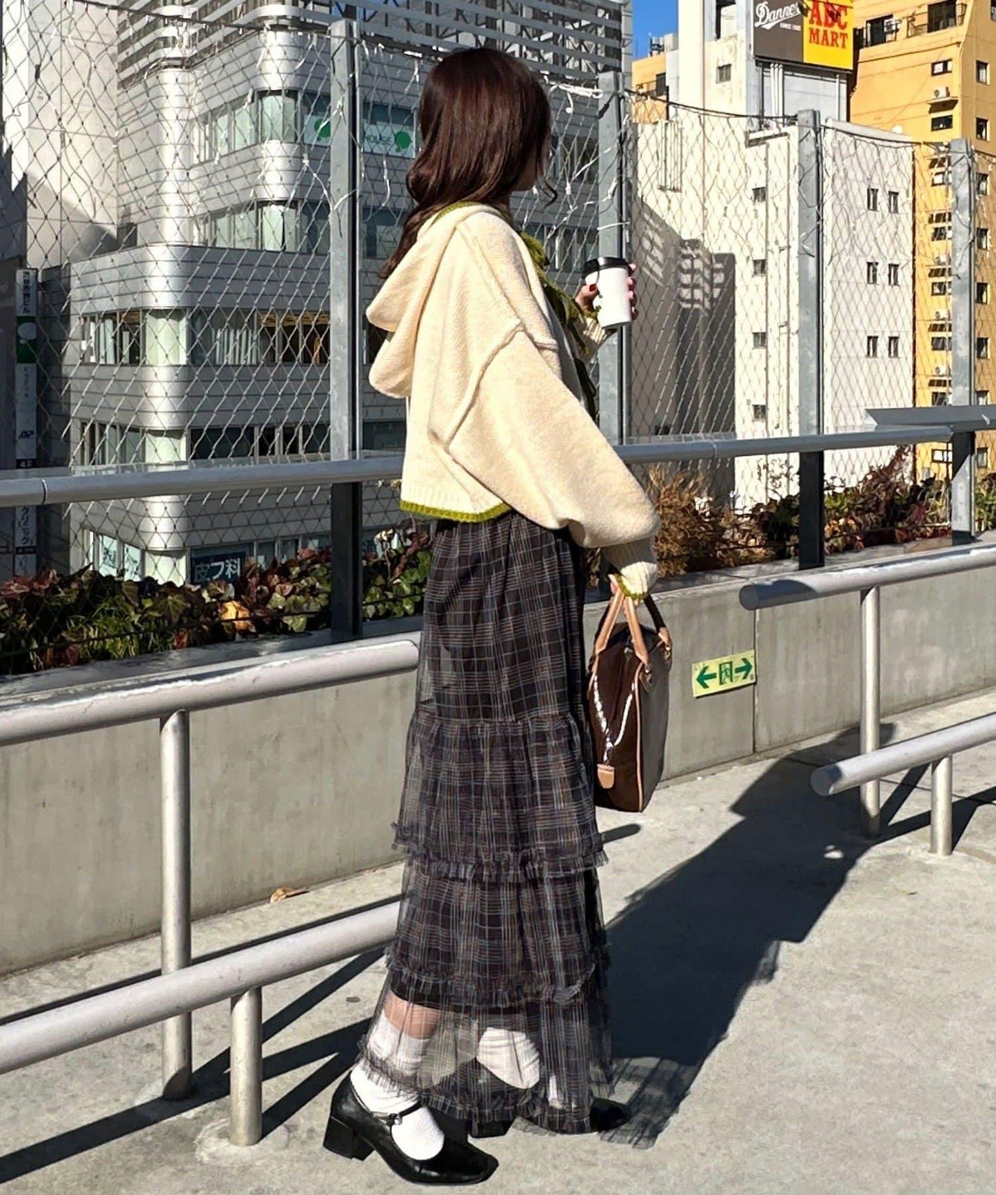 拼色蝴蝶結針織連帽衫