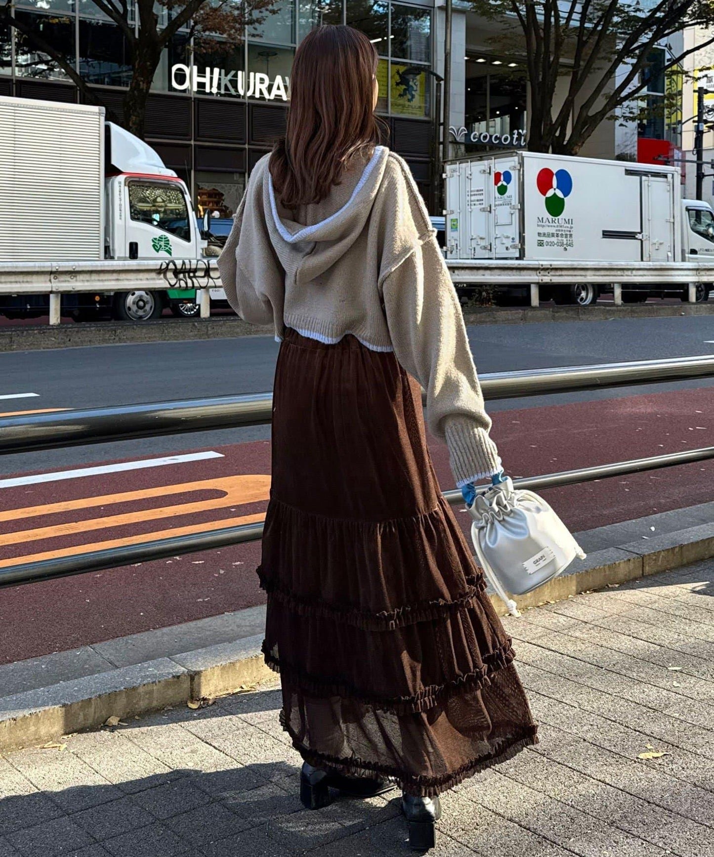 拼色蝴蝶結針織連帽衫