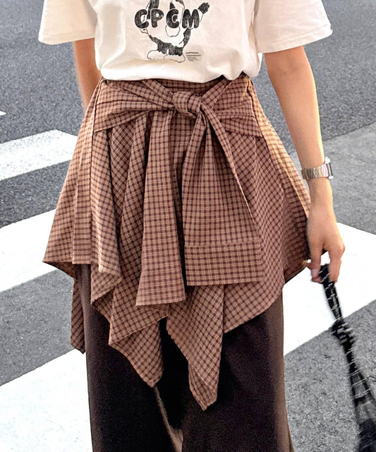 格紋包裹式迷你裙