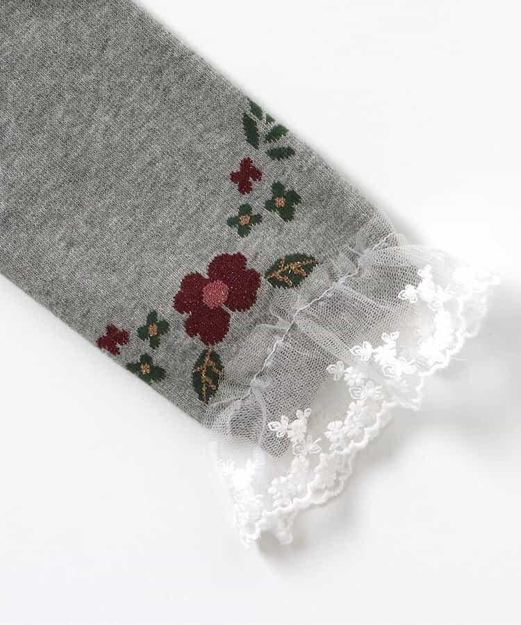 花卉雪花圖案蕾絲拼接打底褲