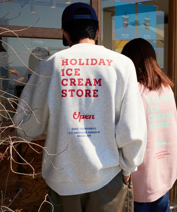 HOLIDAY ICECREAM 特別款寬鬆版型背部印花圓領衛衣