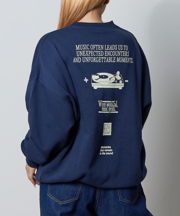 寬鬆版型背部印花圓領衛衣 / STYLE MEETS SOUND