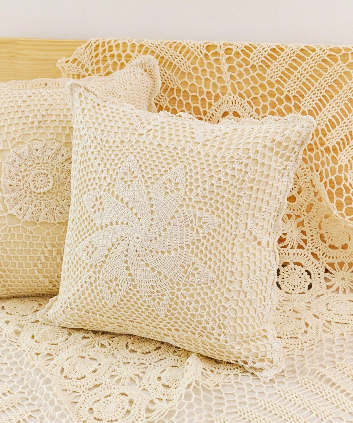 クロッシェクッションカバー:45×45cm