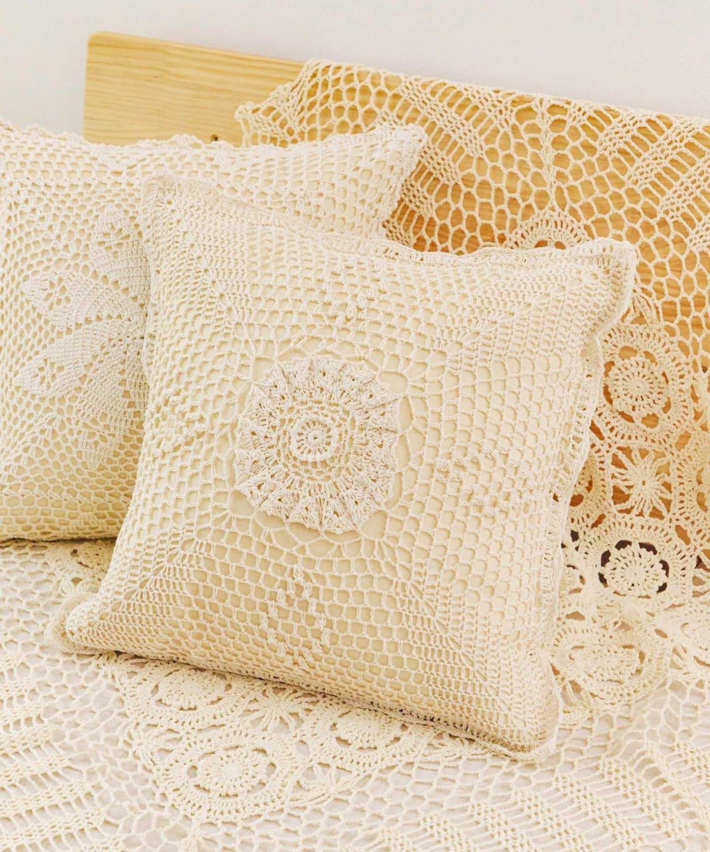 クロッシェクッションカバー:45×45cm