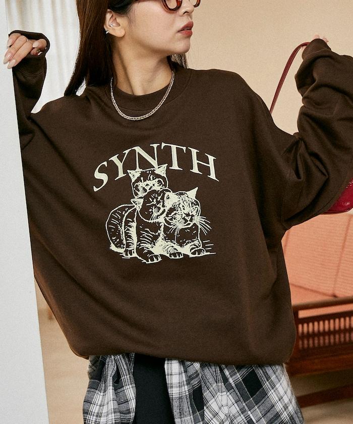 SYNTH 貓圖案加絨衛衣