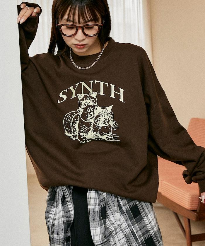 SYNTH 貓圖案加絨衛衣