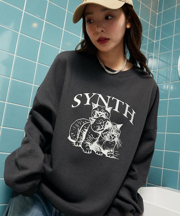 SYNTH 貓圖案加絨衛衣
